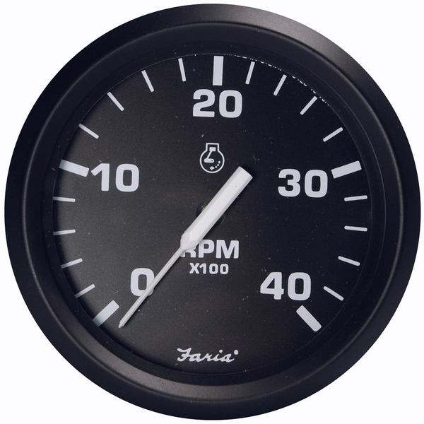 Faria Beede Instruments Euro Black 4" Tachometer - 4,000 RPM (Diesel - Magnetic Pick-Up) 32803